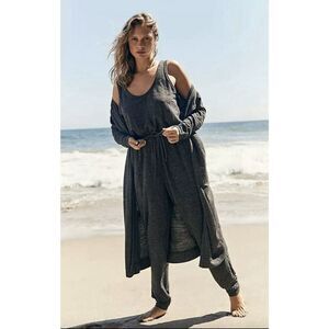 Free People Beach Maxi Length Cardigan Duster - Size Small - Gray